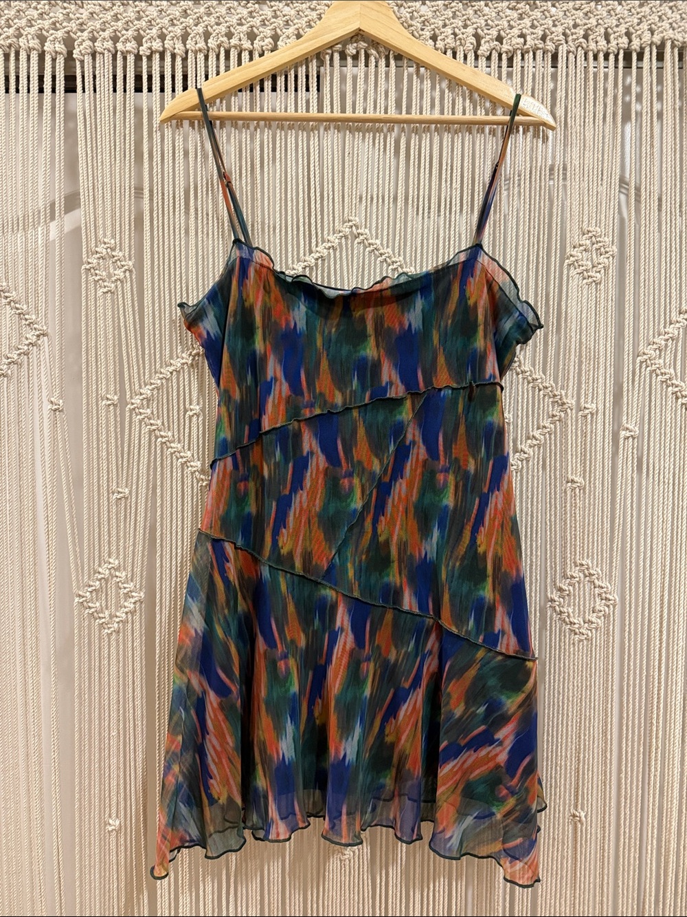 Urban Outfitters Multicolor Brushstroke Ruffle Mini Dress